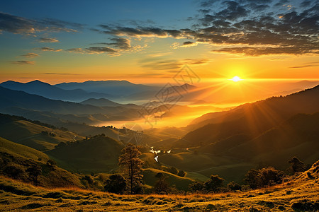 日出山谷的美丽景观图片