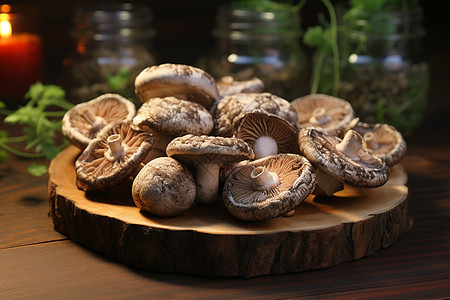 准备烹饪的新鲜蘑菇图片