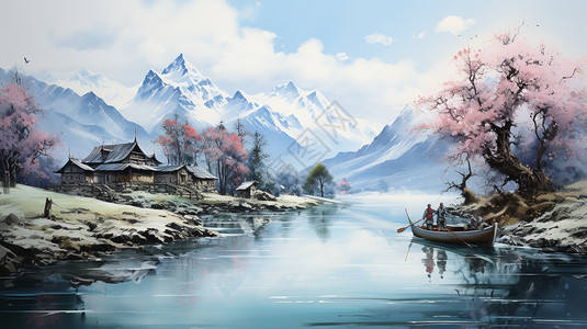 中国风水墨意境山水画图片