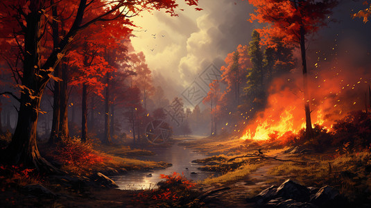 森林里的火灾图片