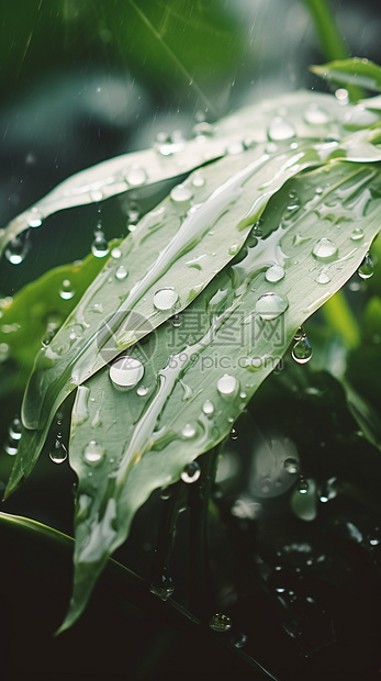 叶子上的雨滴图片