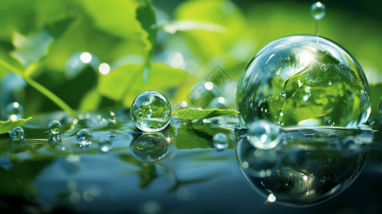 保护植物水面上的水泡背景