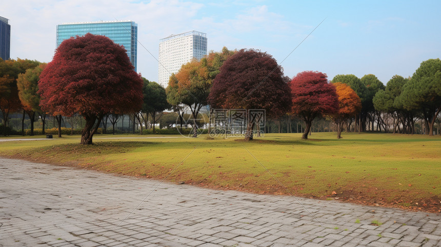 城市公园秋景图片