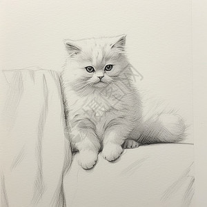 可爱的宠物猫咪手绘素描画背景图片
