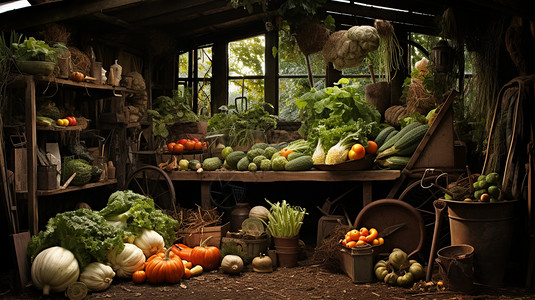 复古的乡村蔬菜摊位背景图片