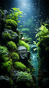 清澈水底的生态景观图片