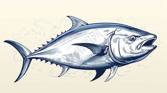 创意手绘金枪鱼插图图片