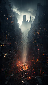 昏暗的毁灭城市图片