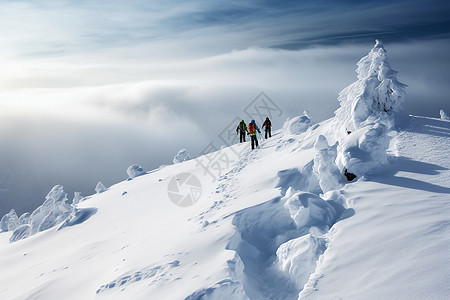 雪山漫步旅行背景图片