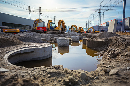城市大型下水道工程施工图片