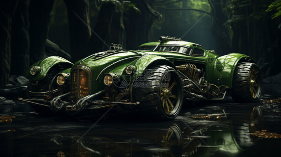 丛林中的老式汽车图片