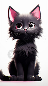 毛茸茸的乖巧小黑猫图片