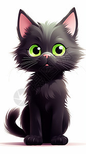 可爱呆萌的小黑猫图片