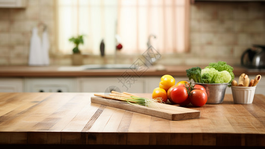 厨房的木质料理台图片