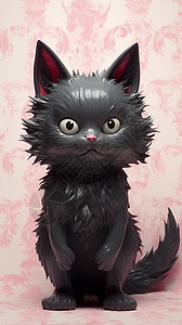 卡通黑猫的插图背景图片
