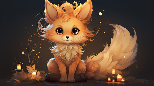 创意艺术的卡通小狐狸背景图片