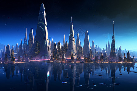 未来之城的夜景图片