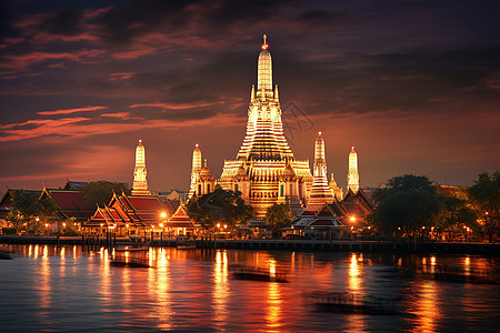 曼谷江畔夜景图片