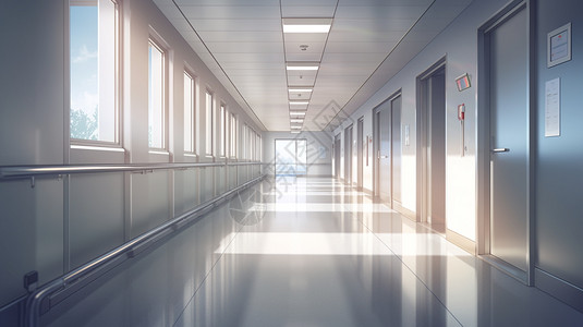 阳光明媚的医院走廊图片