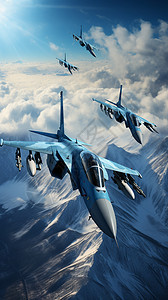 空中作战的战斗机图片