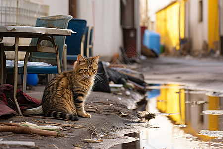 睡觉的猫咪桌子下的猫背景