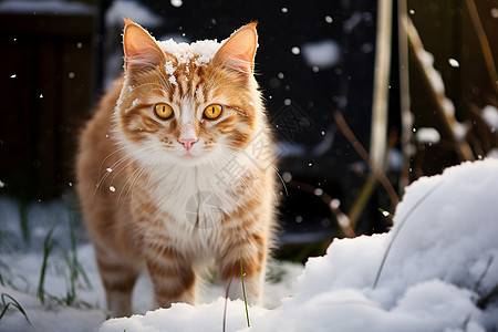 猫咪雪中漫步背景图片
