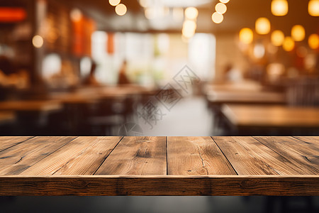 图片展示木质桌面的餐厅背景背景