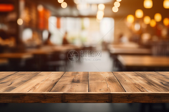 木质桌面的餐厅背景图片
