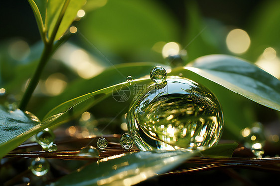 水面上的绿色植物图片