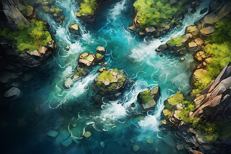 溪流中的岩石背景图片