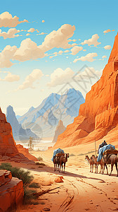 沙漠路上的骆驼图片