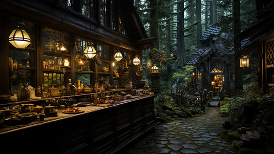 森林中的厨房图片