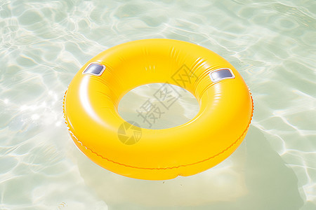 黄色泳圈漂浮在泳池中图片