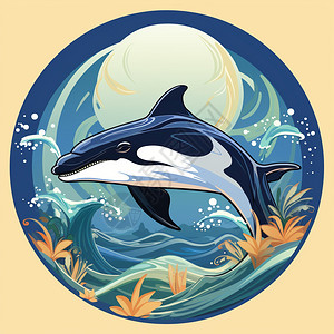 圆形鲸鱼logo图片