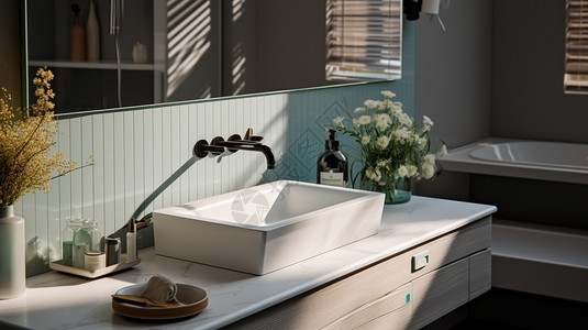 大理石浴室盥洗台图片