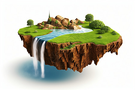 悬浮的生态小岛背景图片