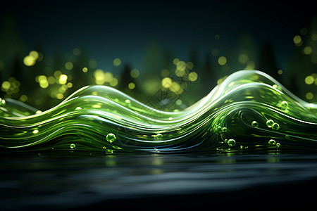 绿光波动的浪花图片