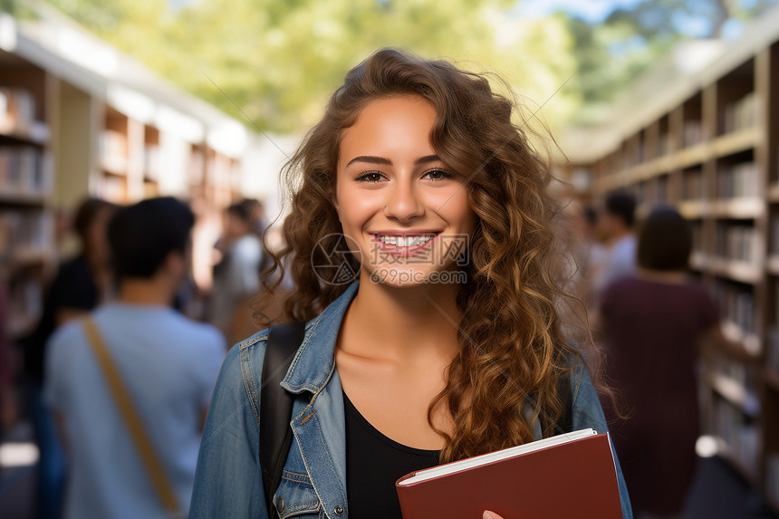 图书馆里的女学生图片