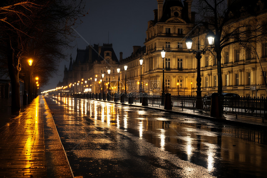 雨夜中的建筑物图片