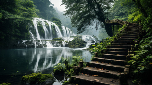自然的瀑布美景图片
