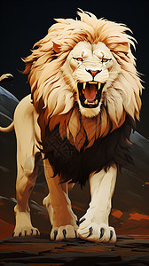 凶狠的手绘狮子背景图片