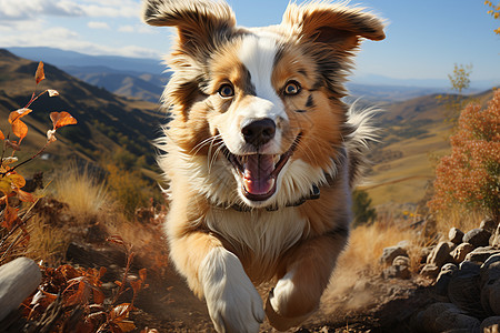 快乐奔跑的小澳洲牧羊犬=图片