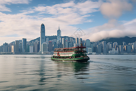 尖沙咀天星码头香港维多利亚港背景