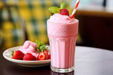美味的草莓冰沙图片