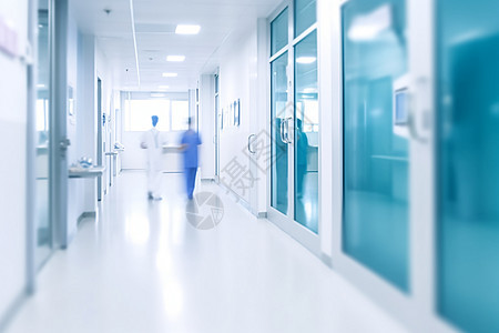 医院走廊上的行人背景图片
