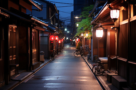 街道中的住宅建筑图片