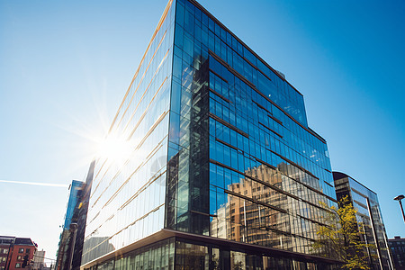 企业大楼的玻璃装饰背景图片
