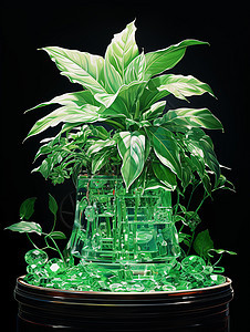水培的绿色盆栽图片