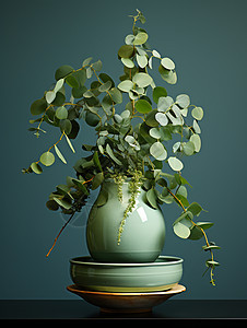 绿色的花瓶图片