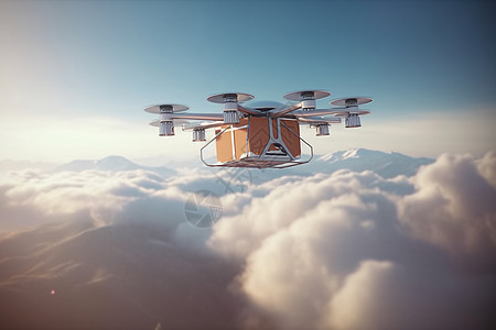 天空中送货的无人机背景图片